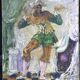 Tableau ancien Arlequin dansant