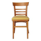 Vintage Beechwood Chair with Yellow Faux Leather Seat – 1960s/1970s Germany