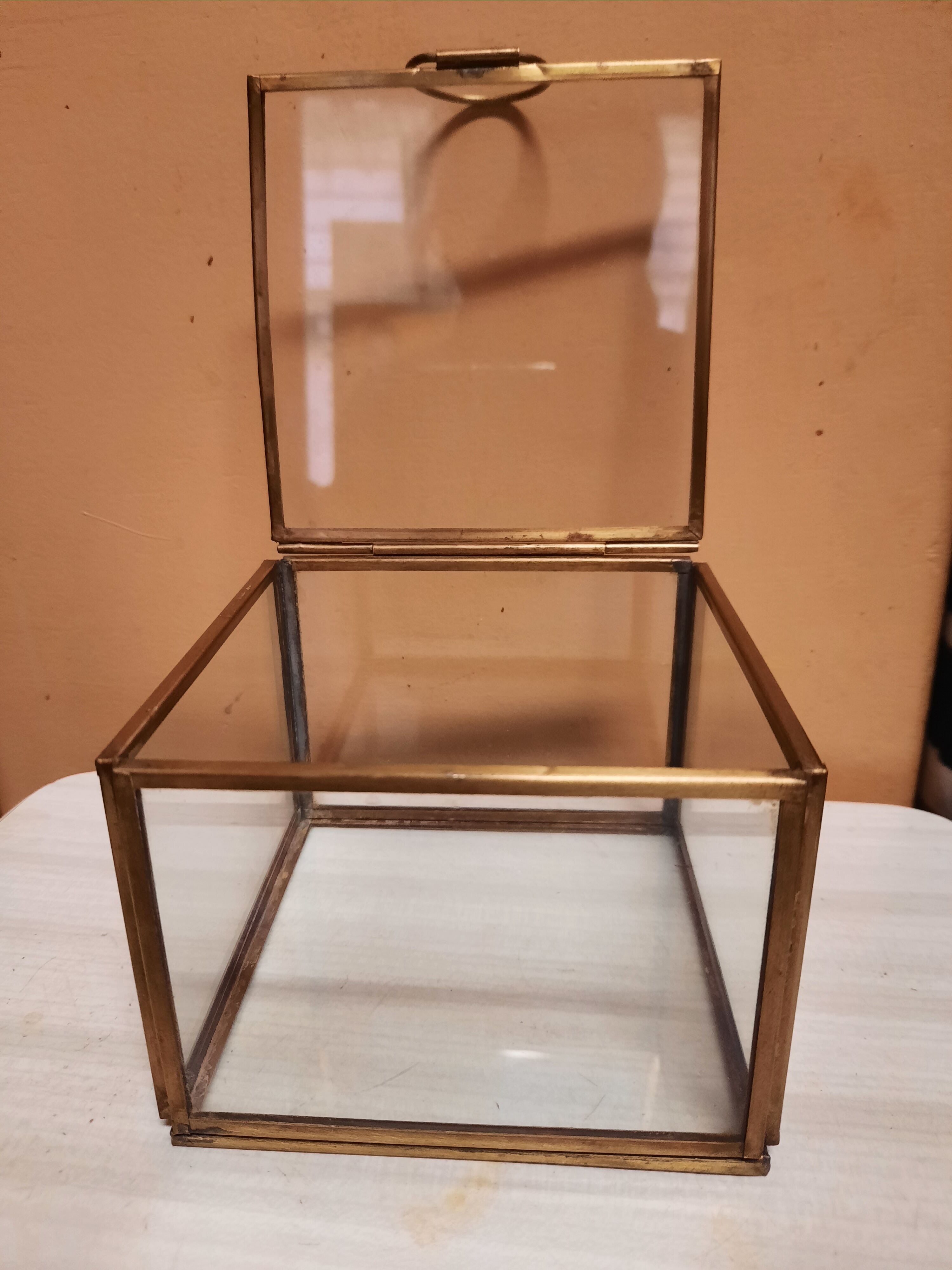 Glass and brass showcase box