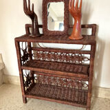 Vintage woven wicker shelf