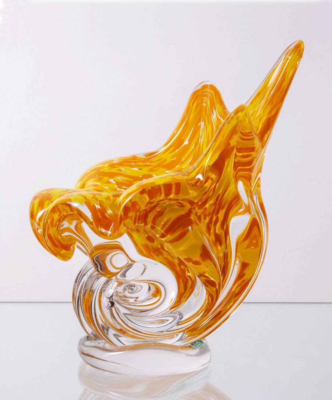 Hand-Shaped Orange Glass Vase, 1970s