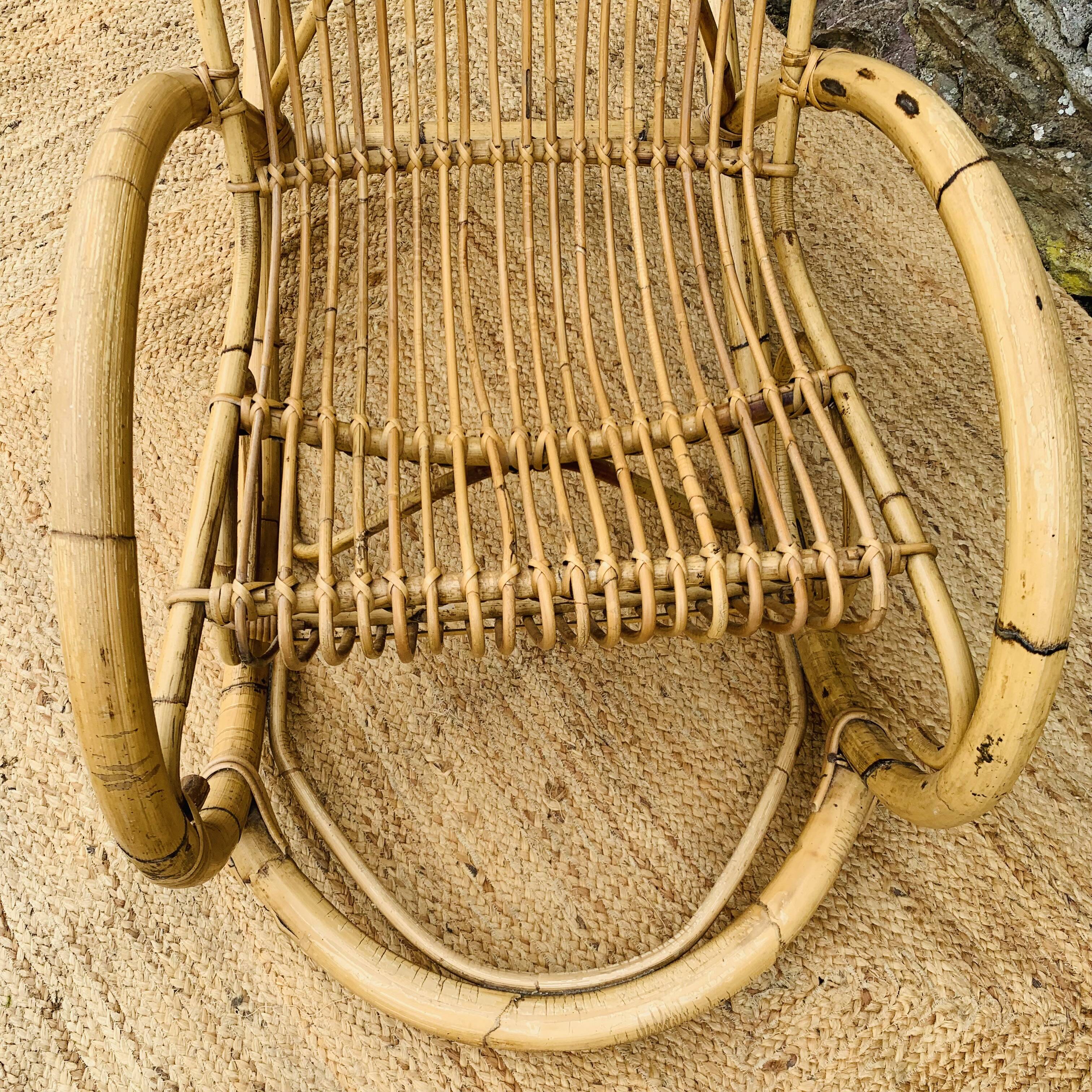 Pair of rattan rocking chairs by Rohe Noordwolde