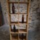 Vintage pine shelf with compartments, room divider, 1950s.