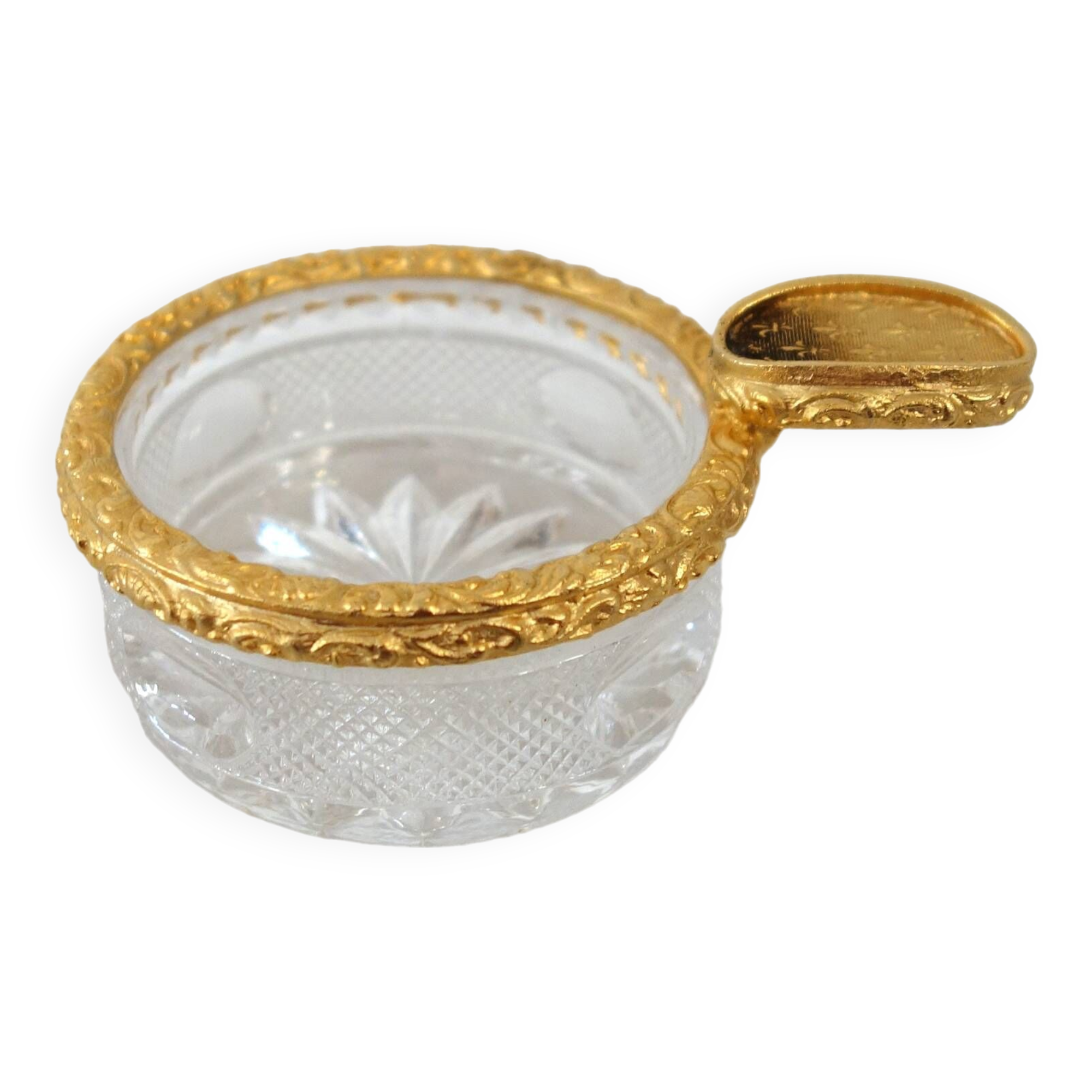 Small glass and gilt bronze ashtray Fleurs de lys