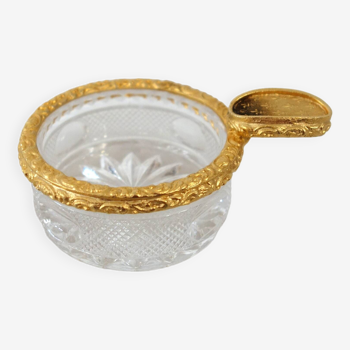 Small glass and gilt bronze ashtray Fleurs de lys