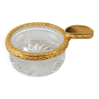 Small glass and gilt bronze ashtray Fleurs de lys
