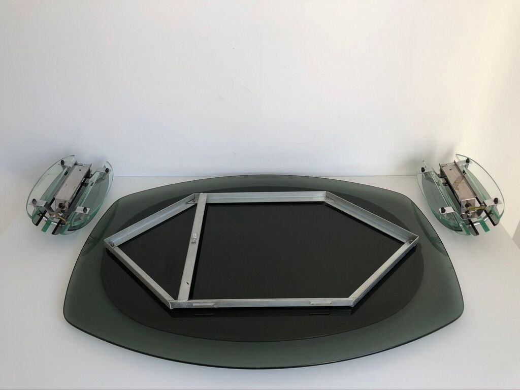 Veca mirror and 2 matching Veca wall lights made in Italy.