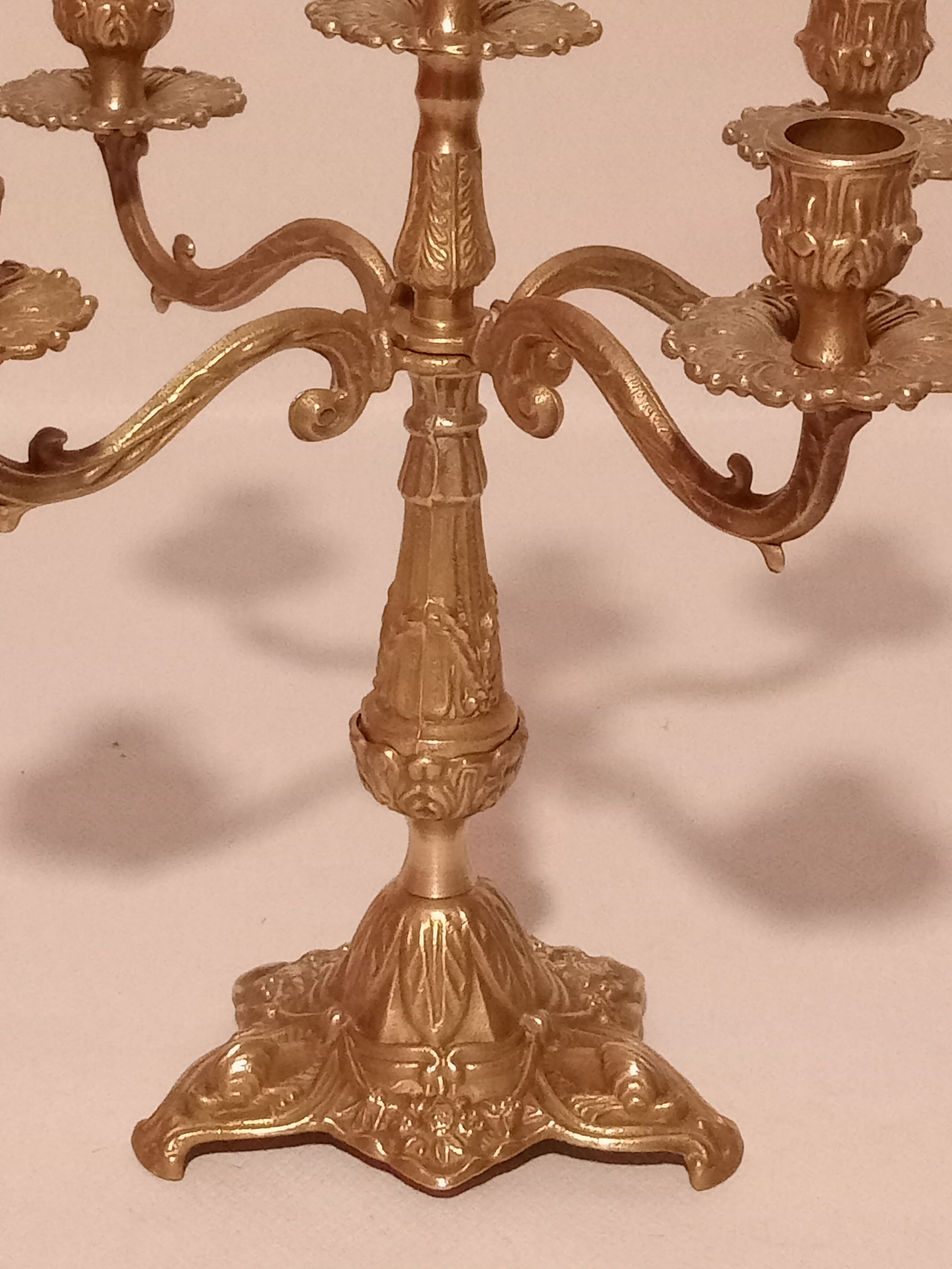 Pair of 5-burner bronze candlesticks