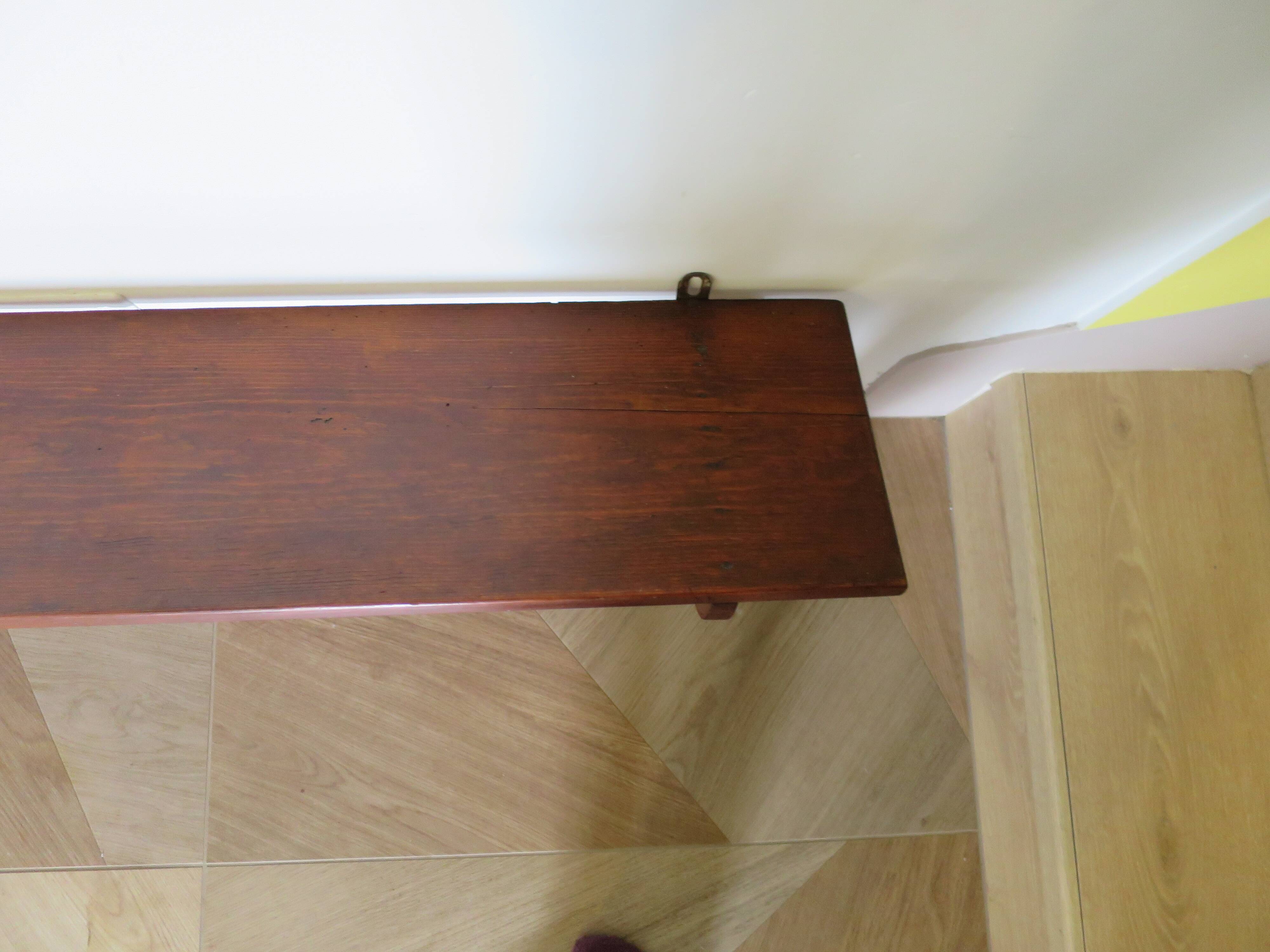 Wall shelf - coat rack - 7 hooks - oak stain - country style - cloakroom