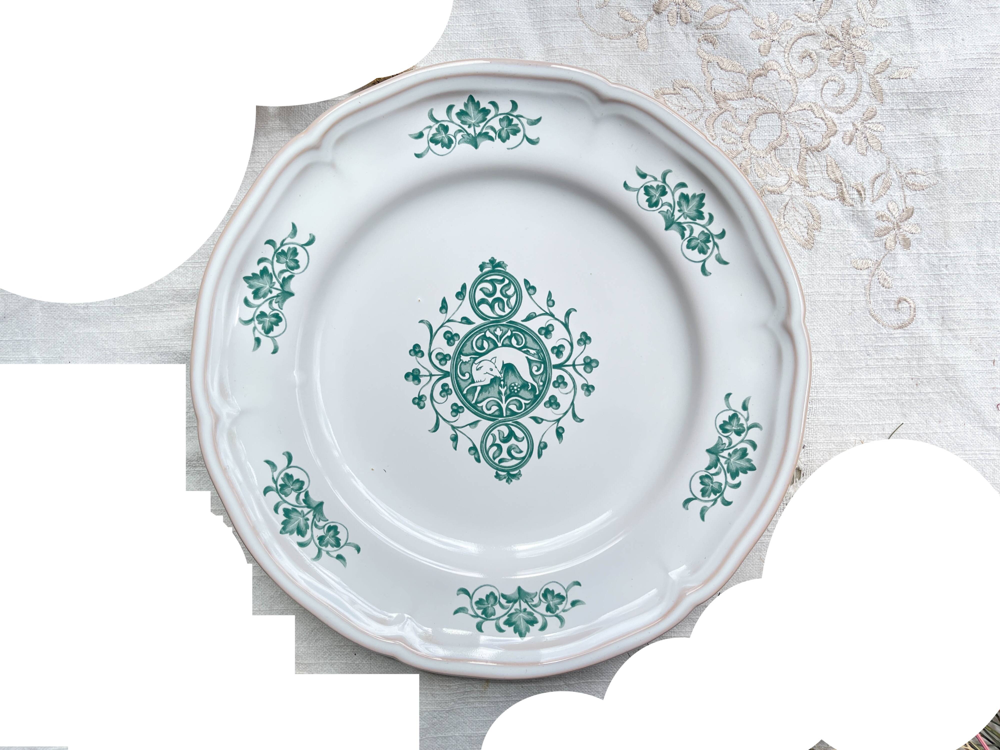 Vintage round dish from Gien Motton, made in France, 1980s, animal decor