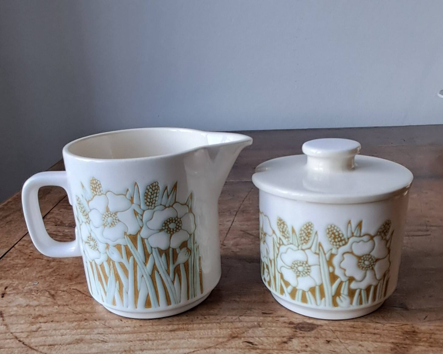 Pot à lait et confiturier Hornsea Fleur. 1970. England