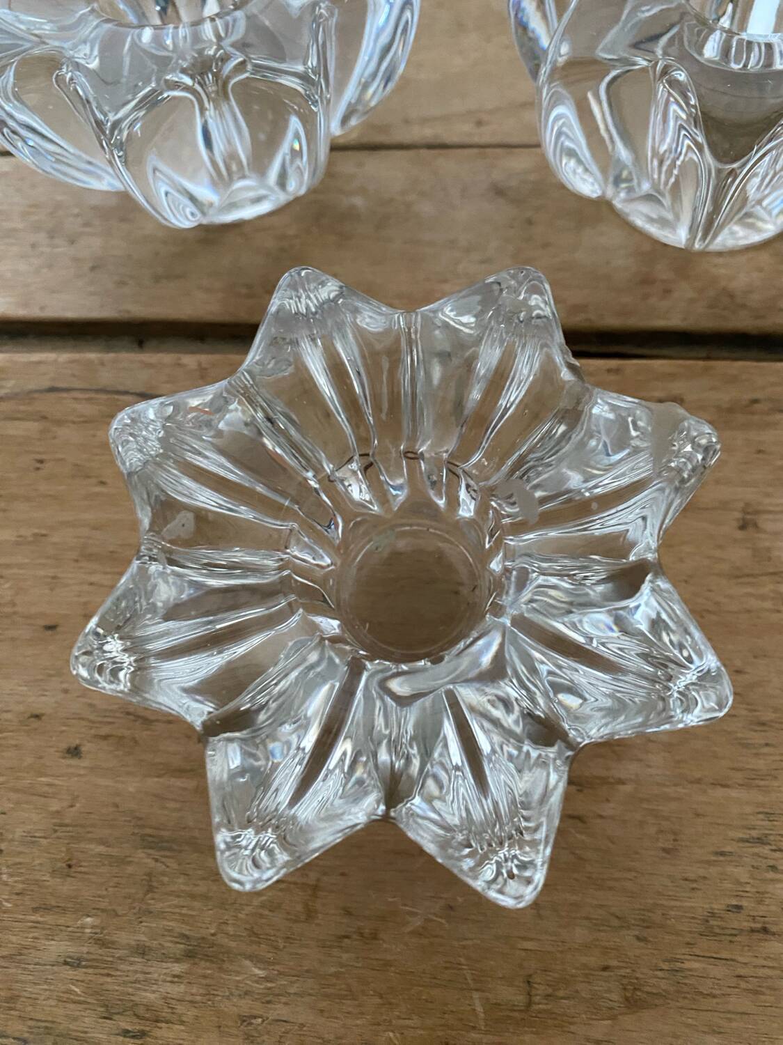 Set of 3 Pierre d'Avesn style glass candle holders