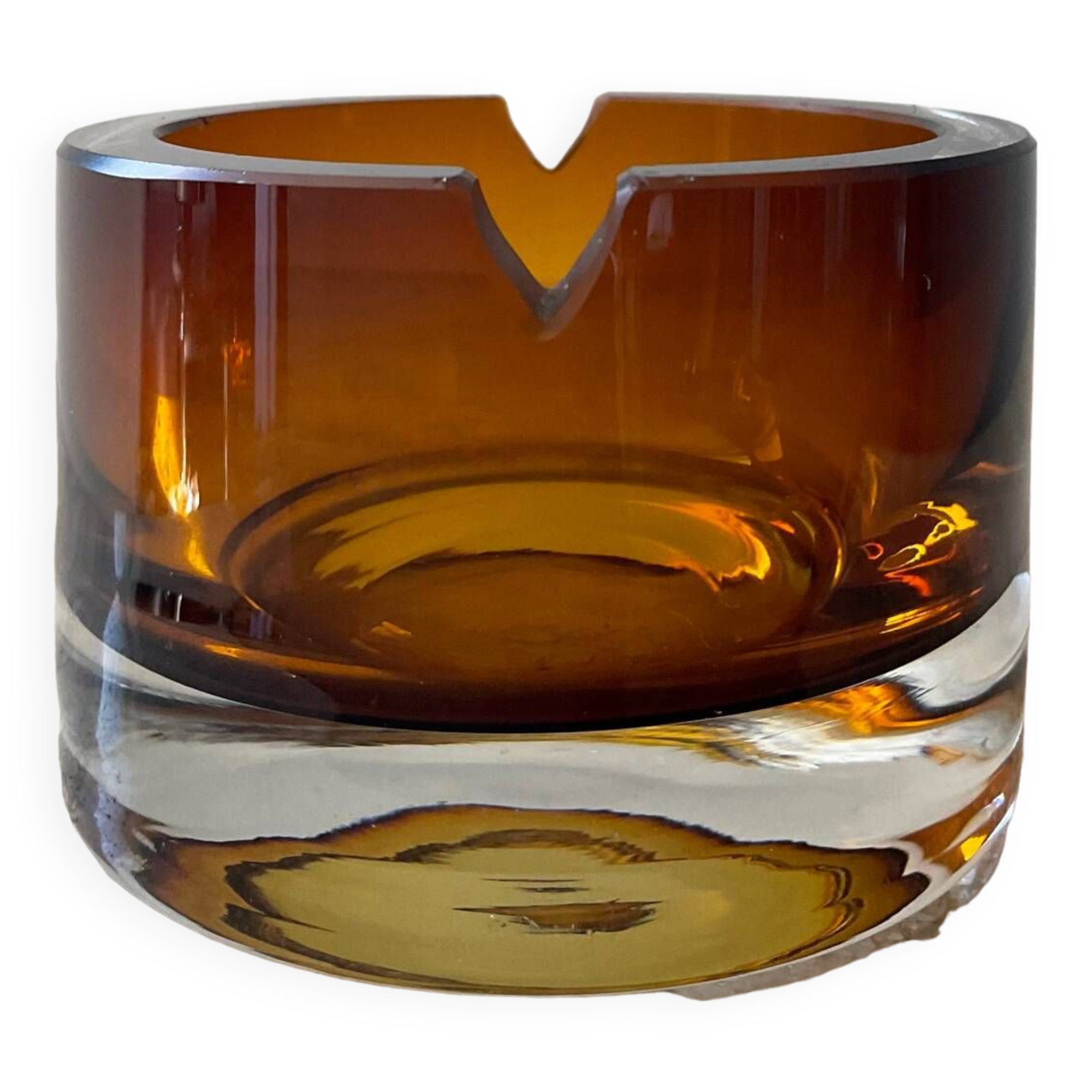 Vintage amber glass ashtray or pocket
