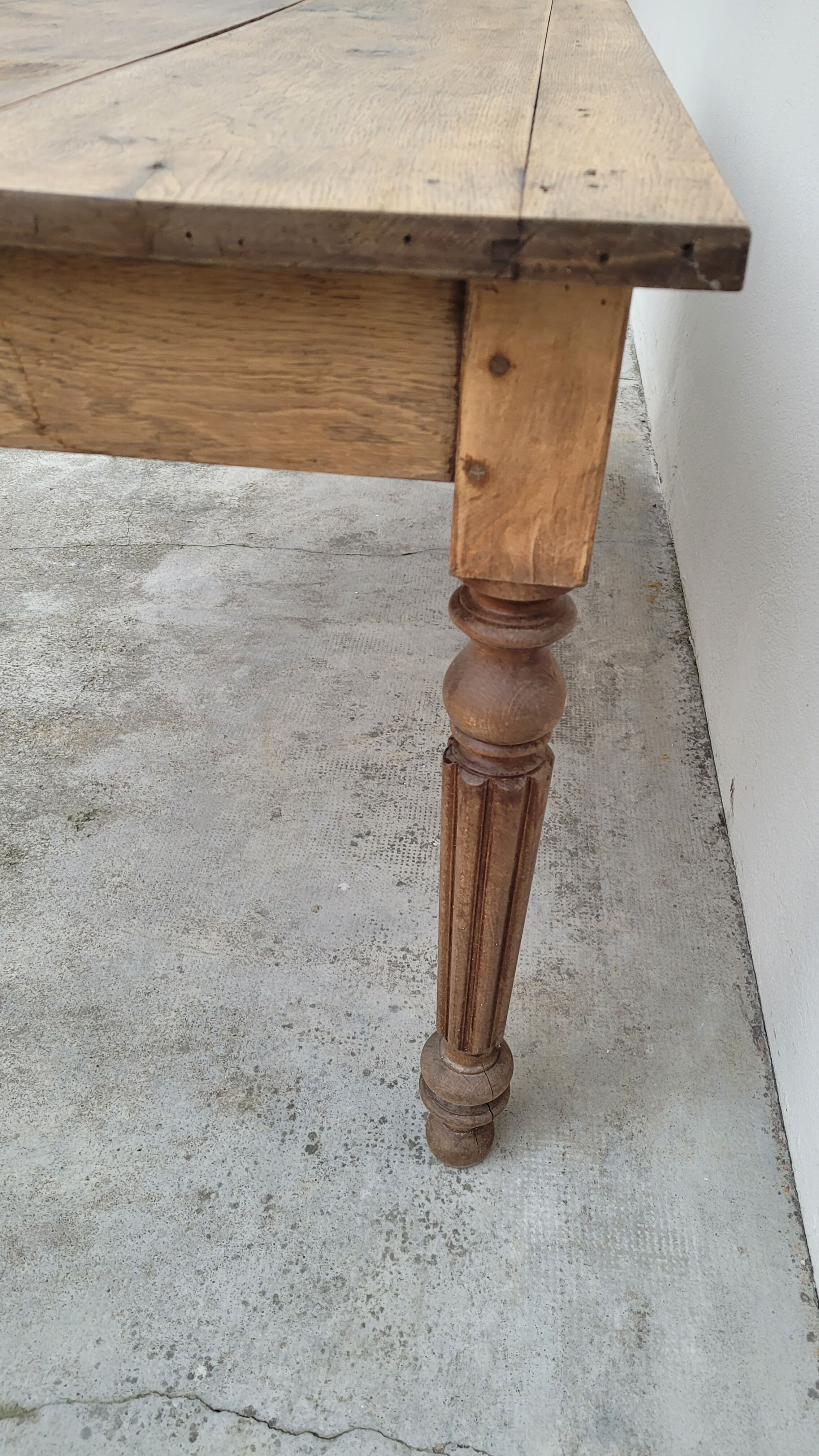 Rustic farmhouse table in solid oak Louis Philippe style -1m84