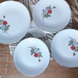 8 assiettes à dessert et plat de service moulin des loups motif rose