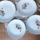 8 dessert plates and serving dish Moulin des loups pink pattern