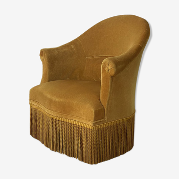 Fauteuil crapaud jaune moutarde