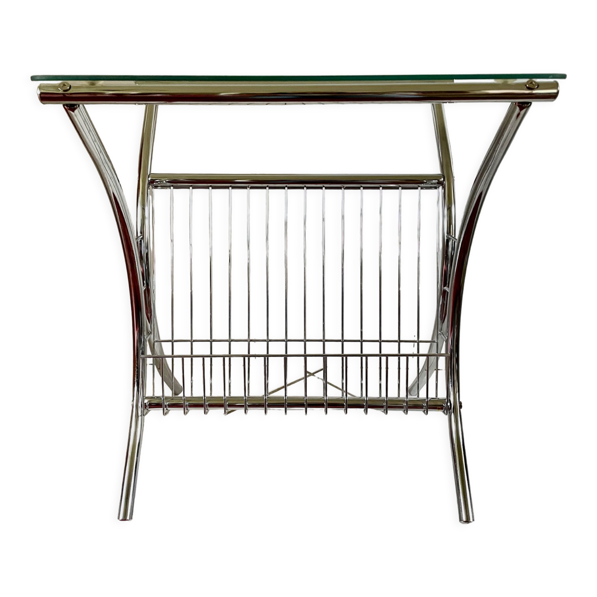 End of sofa magazine holder chrome 1970