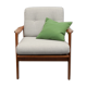 Fauteuil des années 1960 en cerisier, gris clair avec coussin vert