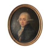Portrait médaillon d’un homme de cour, huile sur toile, XIX ème siècle