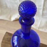 Blue molded glass carafe