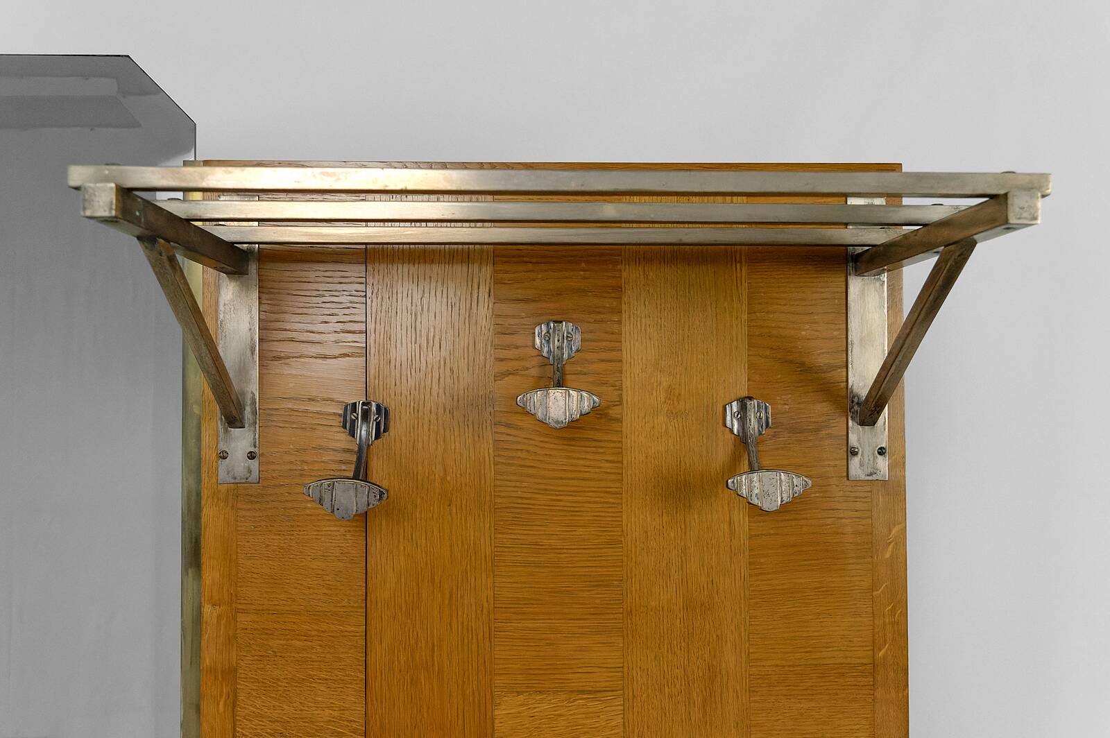 Large Art Deco wardrobe in oak, marble and mahogany, circa 1925