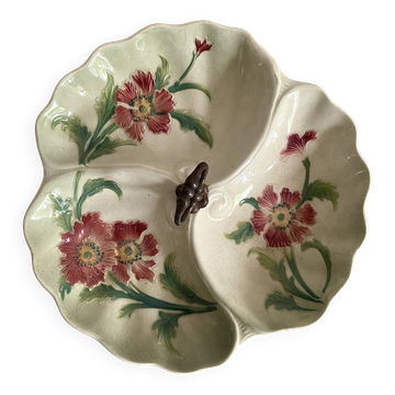 Plat en barbotine art nouveau décor pavots