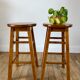 Pair of high stools / bar varnished wood 60-70s