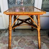 Vintage coffee table in wicker and formica