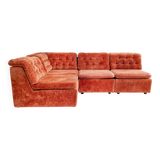 Modular sofa in orange velvet from the 1970s