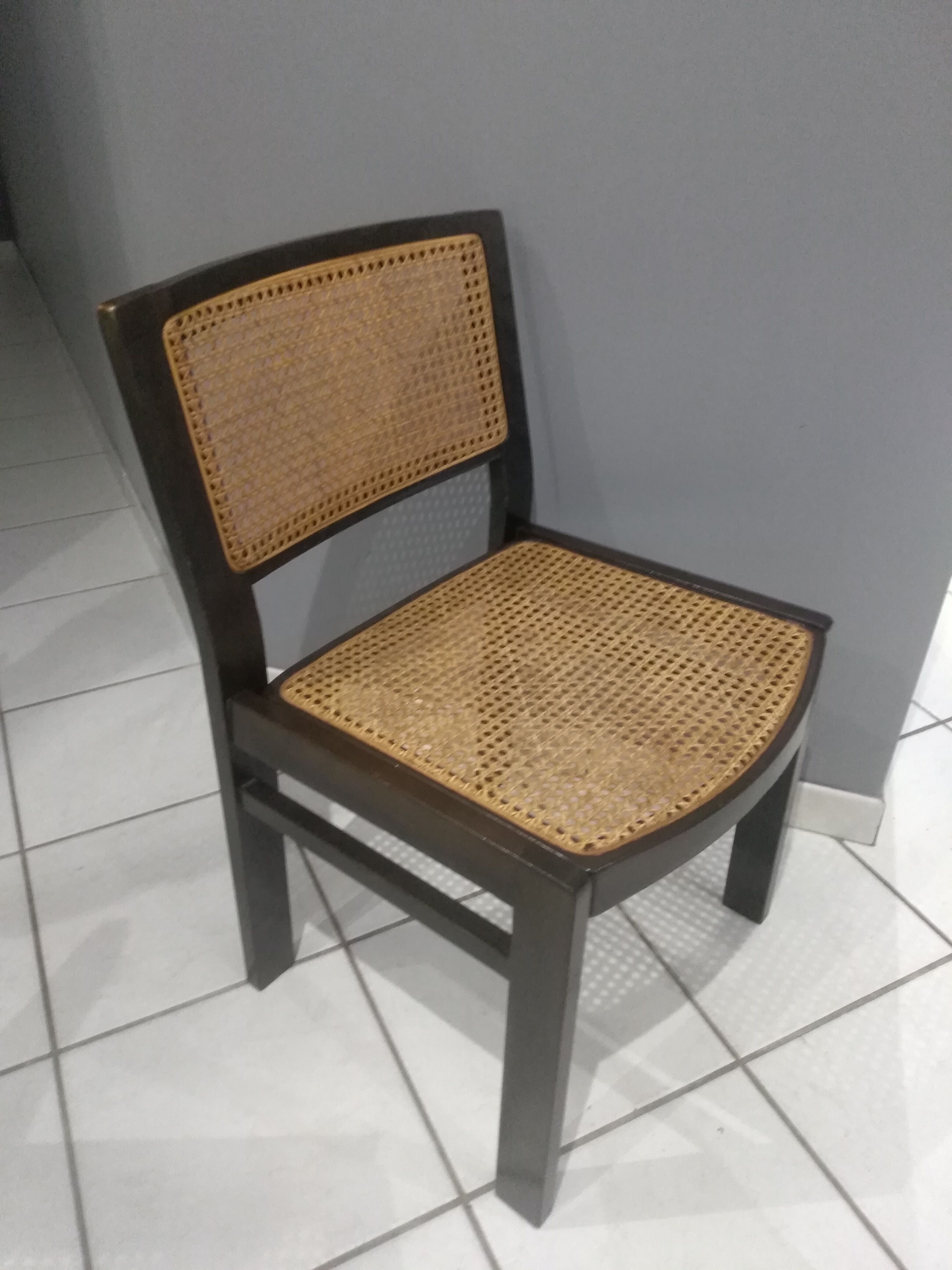 Suite de 4 chaises en cannage Baumann vintage 1970