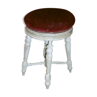 Ancient piano stool Napoleon III  white patina