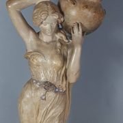 Ceramic sculpture Woman and opal belt jug Goldscheider circa 1900, 60 cm C155