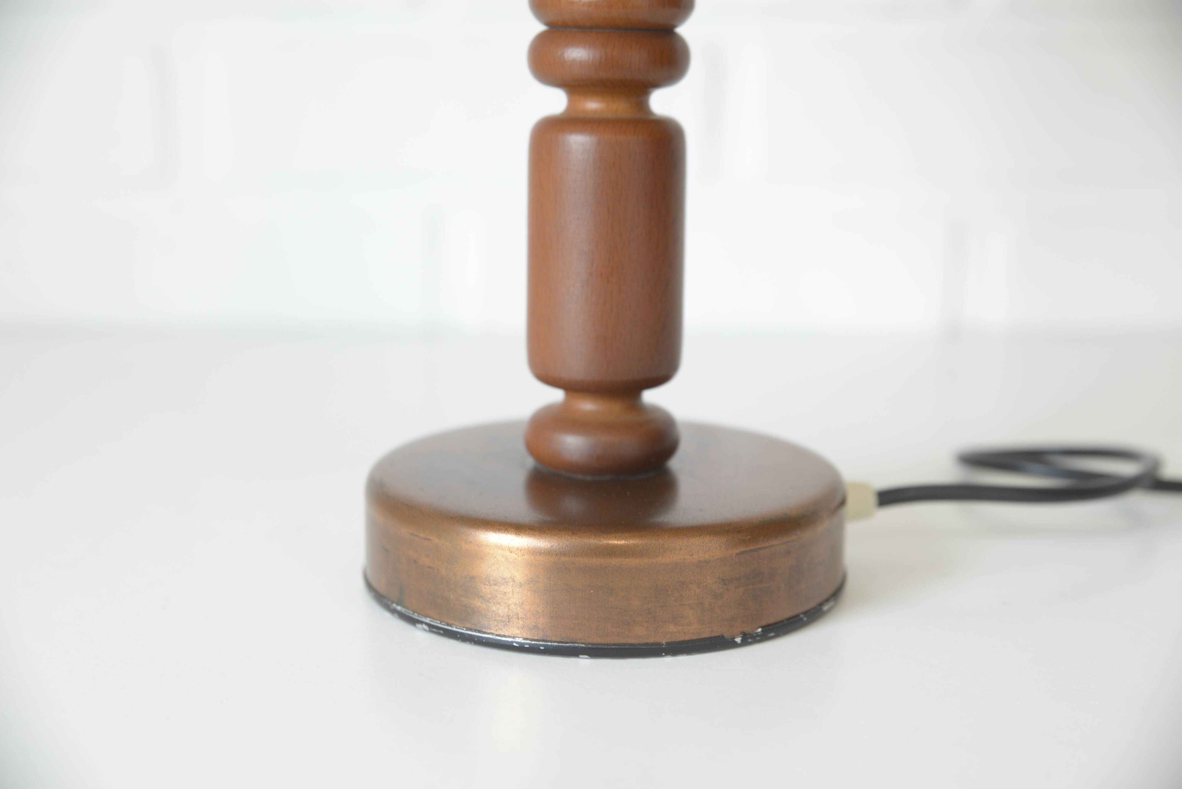 Large Vintage Bedside Lamp / French Style Table Light / Gold Textile Shade