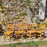Set of 7 wooden chairs
