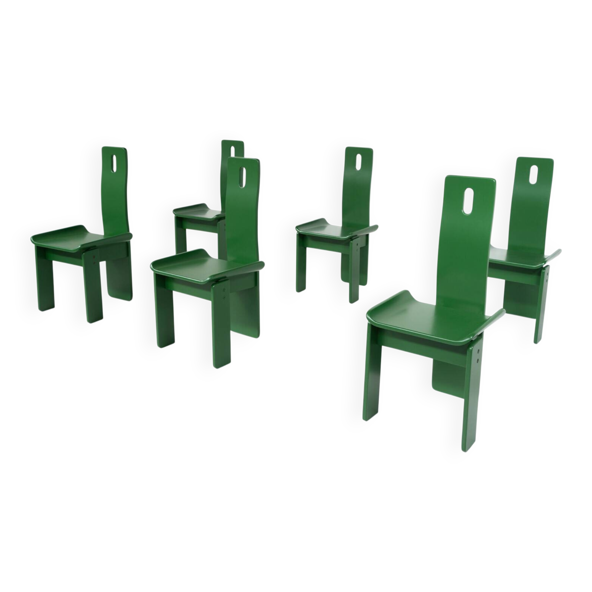 Set of 6 Green Diago Chairs by Edoardo Landi for Nikol, 1970s