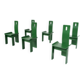 Set of 6 Green Diago Chairs by Edoardo Landi for Nikol, 1970s