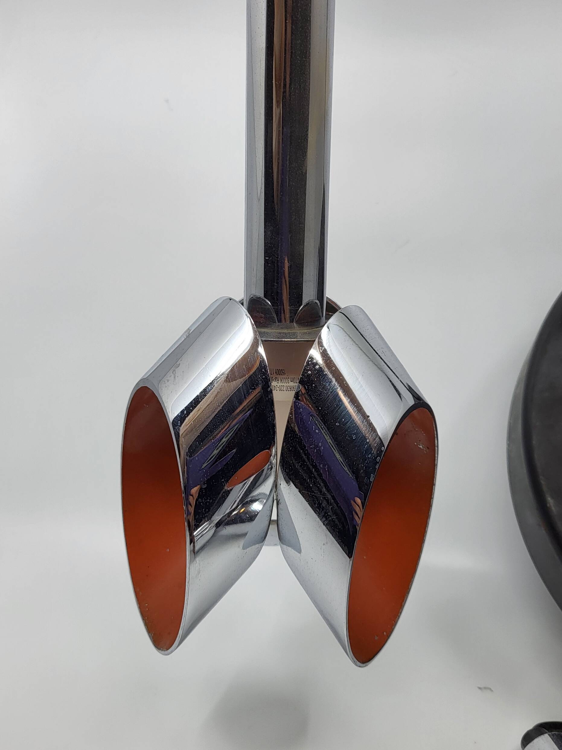 Massive Belgique three-armed waterfall pendant lamp in chrome and orange lacquer