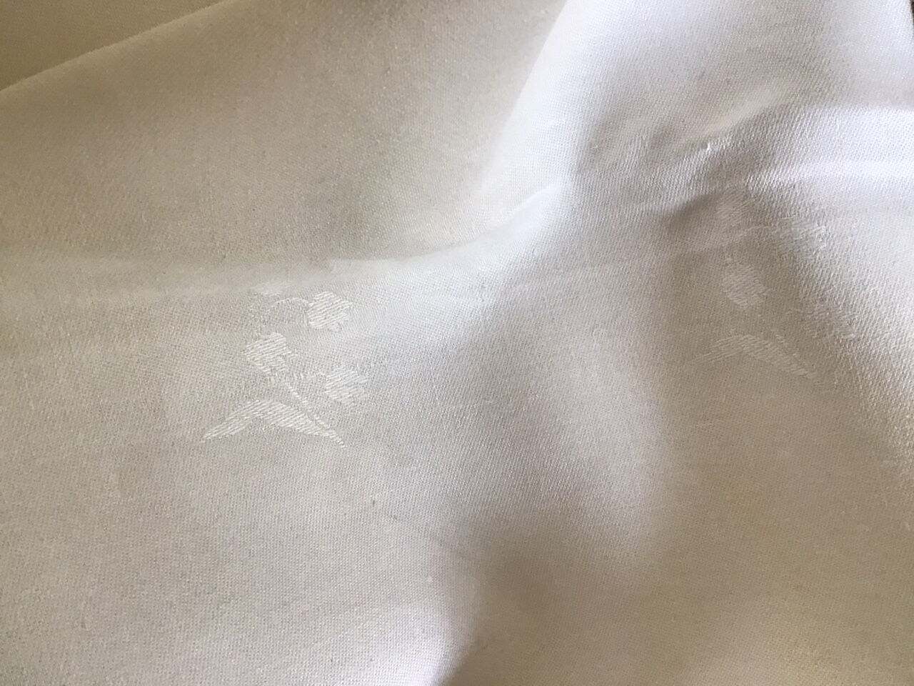 Large yellow and white vintage tablecloth