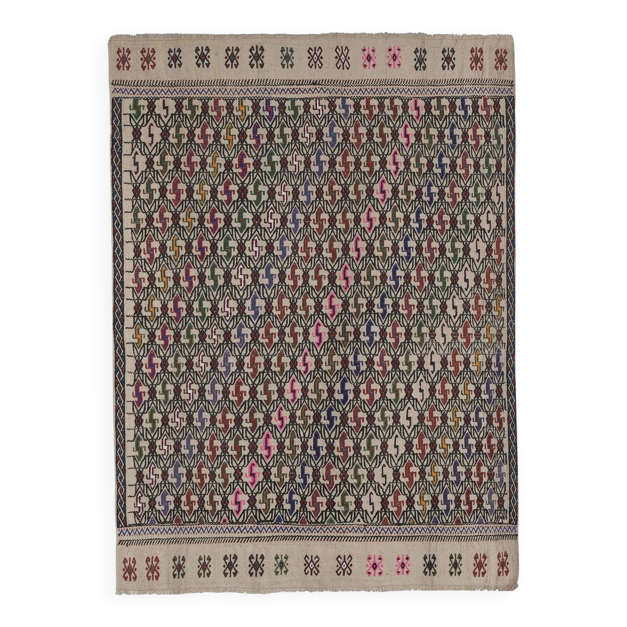 Vintage Turkish kilim, handwoven, 115x153 cm.