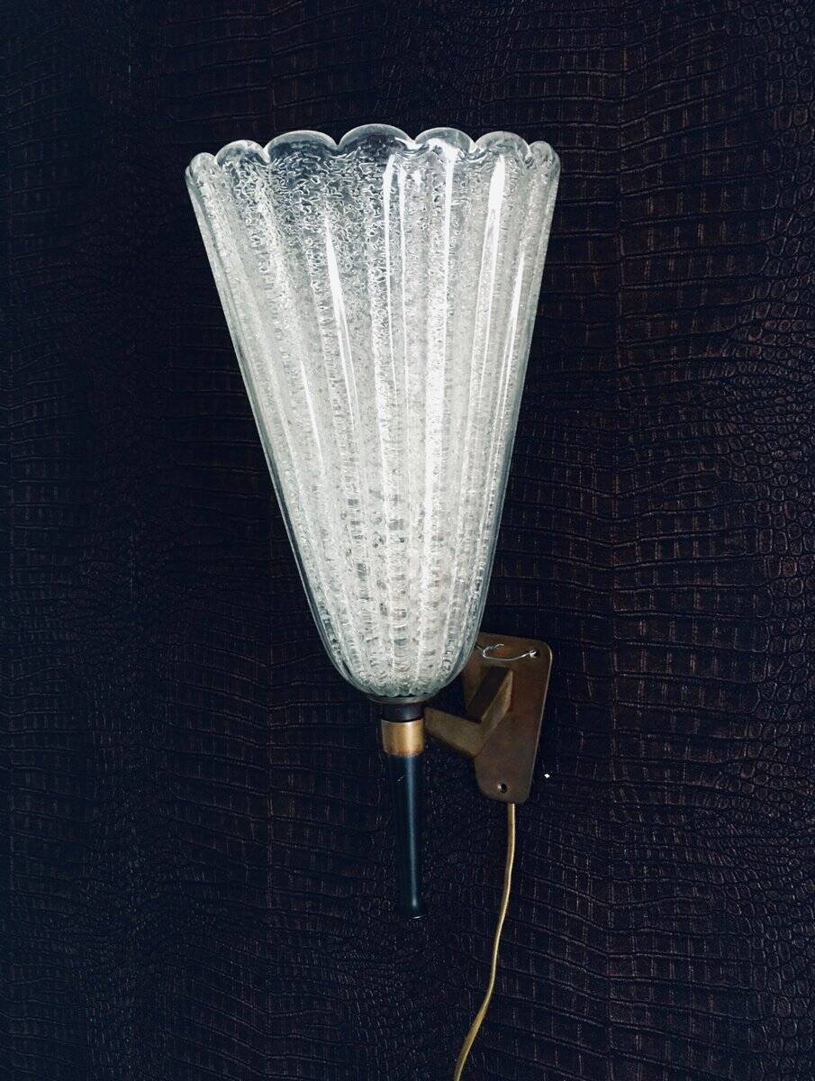 Italian Art Glass Wall Lamp by Barovier & Toso, 1950s
