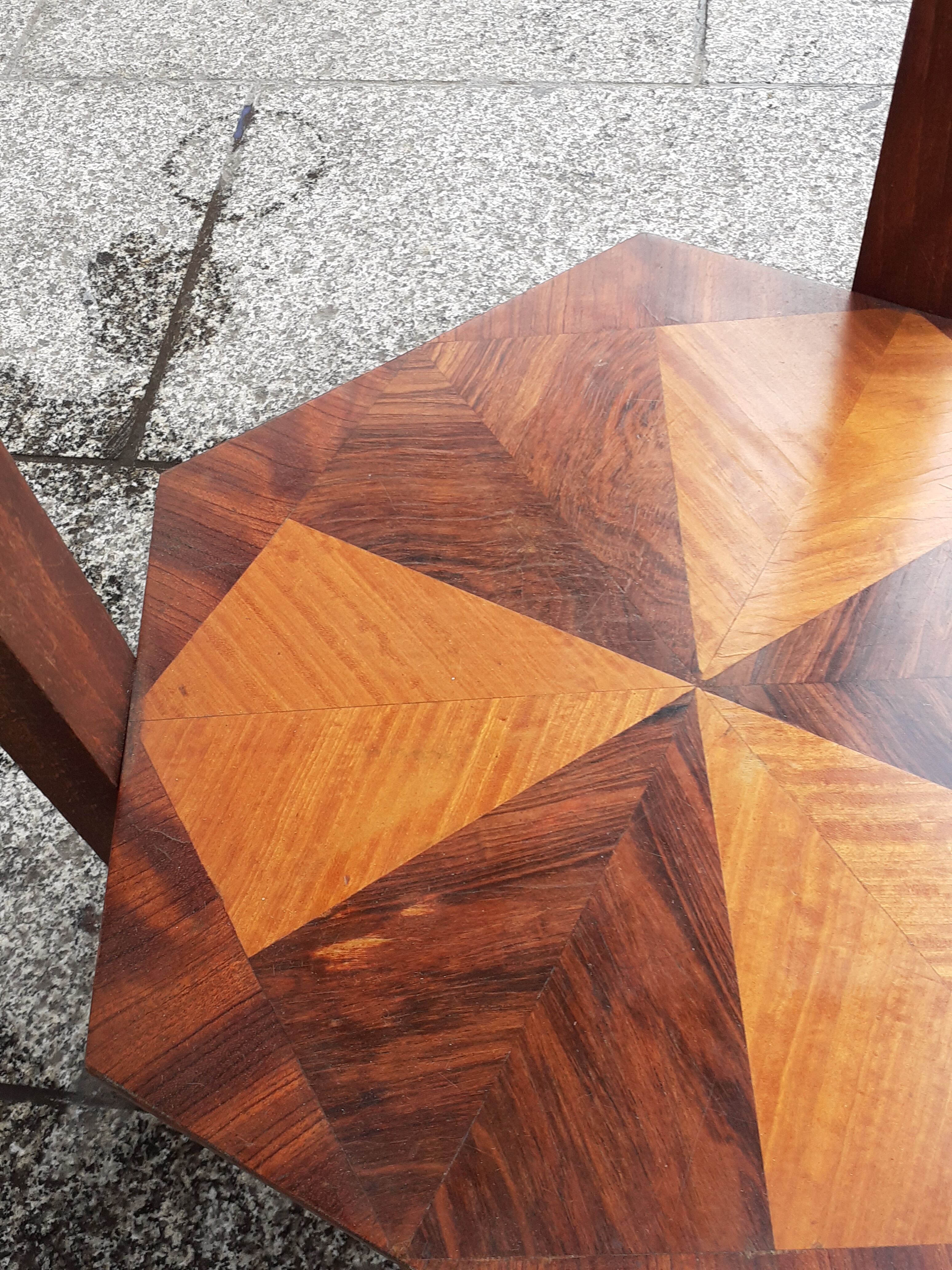 Gueridon old marquetry table old art deco vintage
