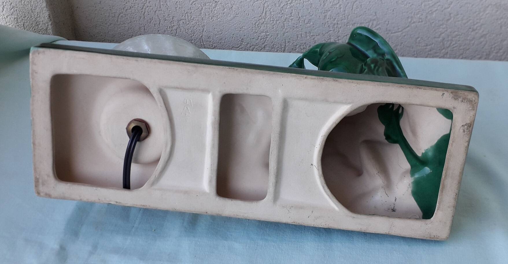 Green ceramic bedside lamp