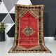 Vintage Red wool rug, Berber Antique Taznakht rug.