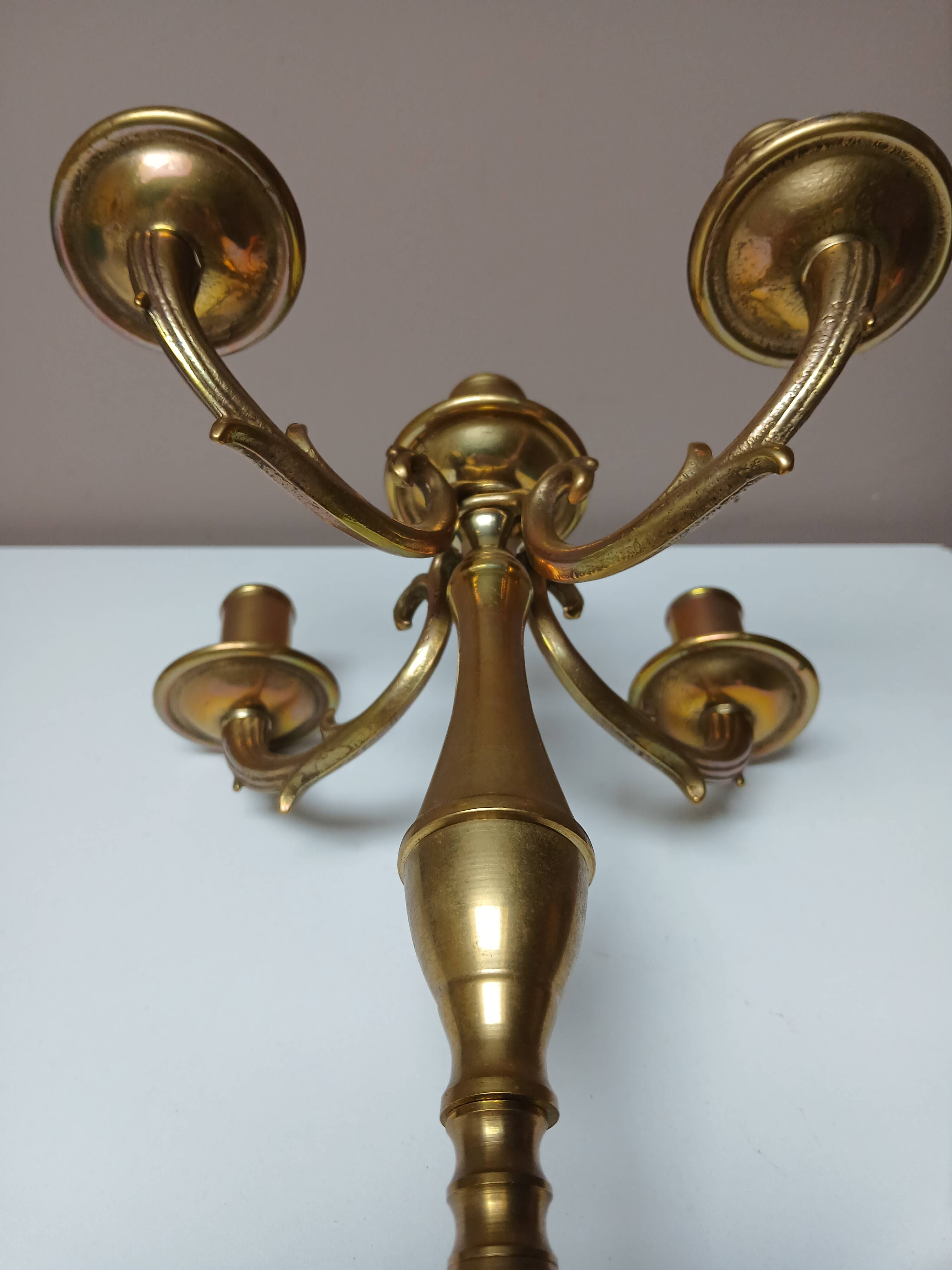 4-branch brass candle holder