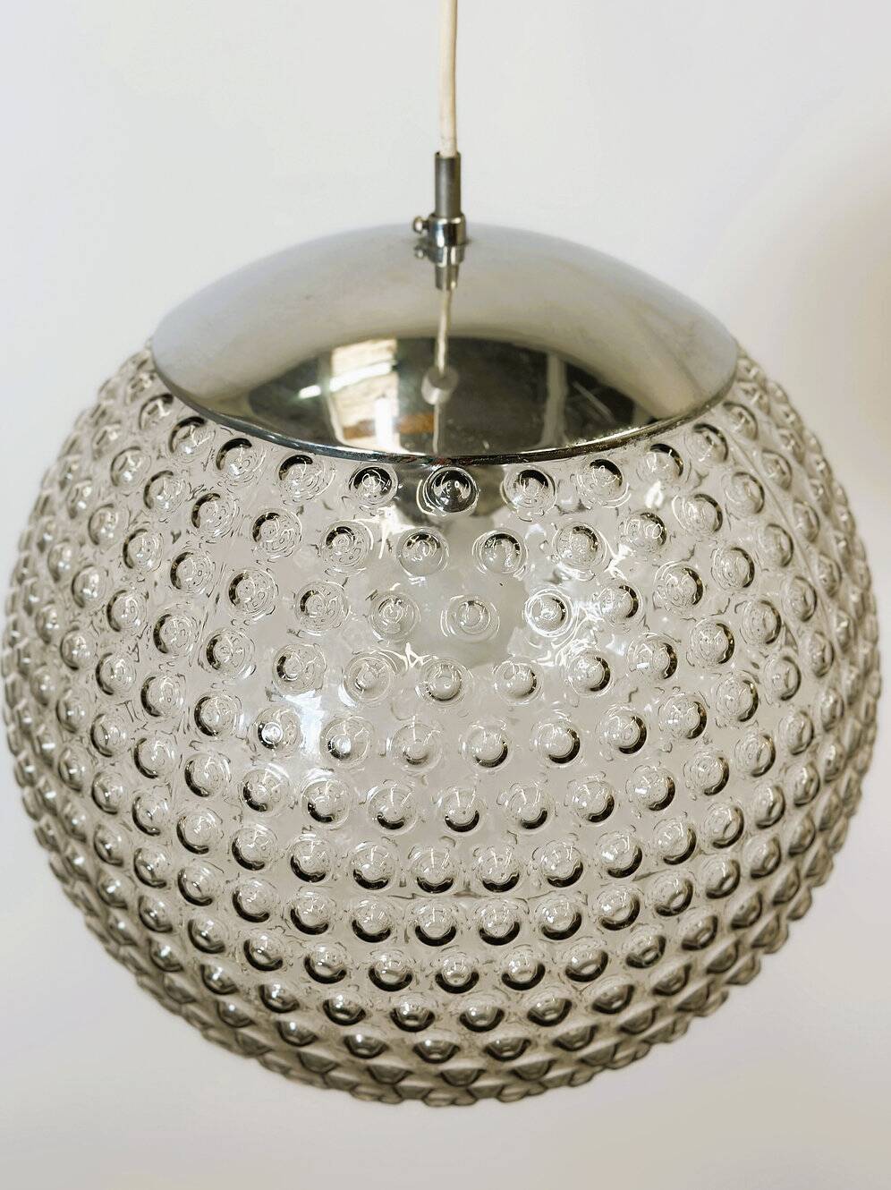 Rare designer glass Space Age pendant lamp by Rolf Krüger for Staff, Germany, 1970s