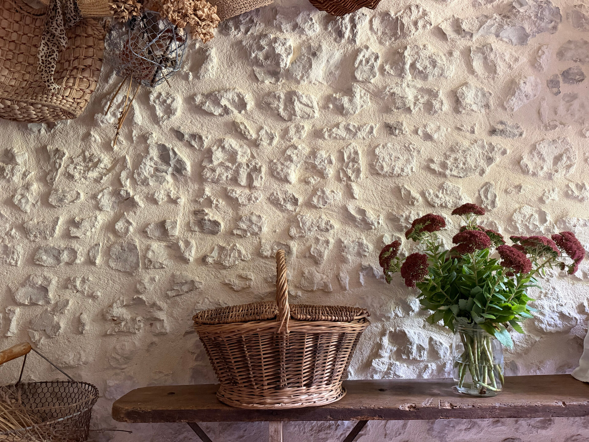Panier en osier ancien avec couvercle