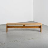 Large solid pine bench, Les Arcs, circa 1973
