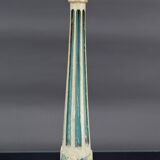 Art Deco wooden lamp painted in white and patinated blue, France, Circa 1920