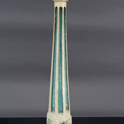 Art Deco wooden lamp painted in white and patinated blue, France, Circa 1920